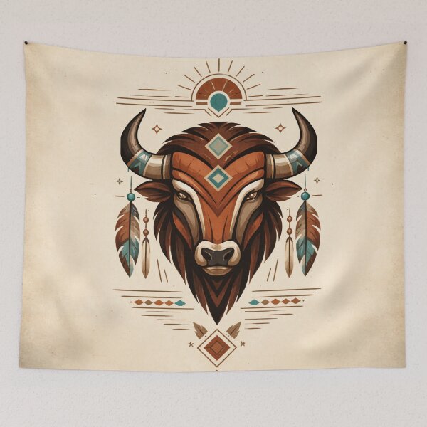 Item preview, Southwestern Buffalo Wall Art, Tribal Boho Bull Indigenous Inspired Print designed and sold by asudesign.