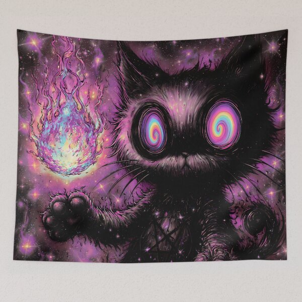 Item preview, Psychedelic Witch Cat The Cosmos Calls & My Familiar Answers  designed and sold by DonaldWaltersxx.