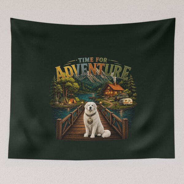 Item preview, Time For Adventure Mountain Dog – Camping Outdoor Aesthetic T-Shirt designed and sold by Aimetoi.