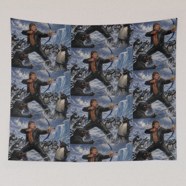 Item preview, The Hoff vs Ninja Penguins designed and sold by Hyper-fantasia.