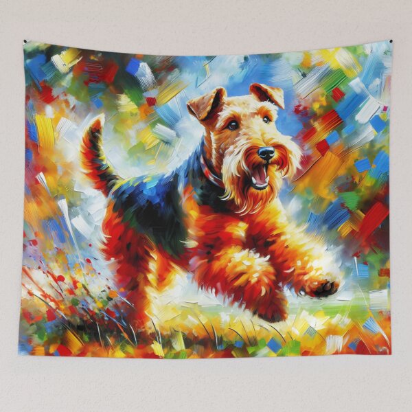 Item preview, Welsh Terrier Acrylic Art Black and Tan Welshie Portrait designed and sold by Puppy Puzzles Plus.