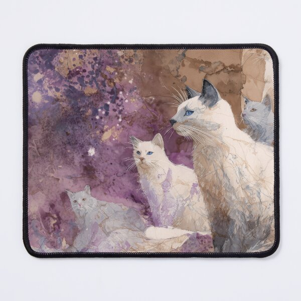 Item preview, Elegant White Cats in Violet Watercolor Mist designed and sold by Paolo-Bandal.