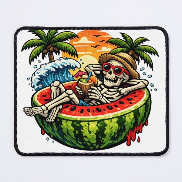 Item preview, Chill Till You’re Dead – Summer Skeleton Watermelon Float designed and sold by Alphakenon.