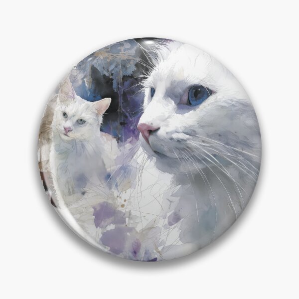 Item preview, Dreamy White Cats in Purple Watercolor Splashes designed and sold by Paolo-Bandal.