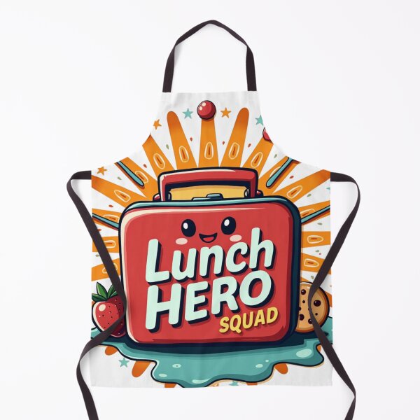 Item preview, Red lunchbox with Lunch Hero Squad text and fruit designed and sold by Prints by Mat.