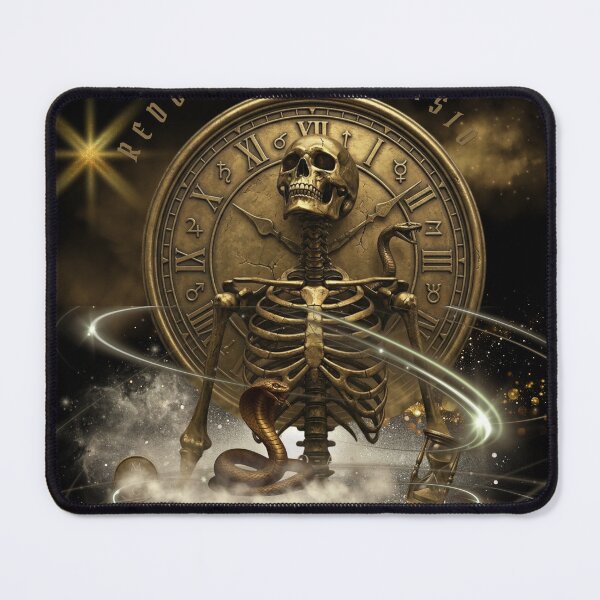 Item preview, Alchemical Chronos: Memento Mori Skeleton & Ancient Clock designed and sold by MilaVibeStudio.