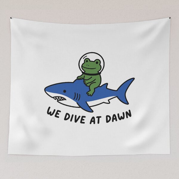 Item preview, We Dive at Dawn Funny Scuba Diving Frog Diver designed and sold by gunaone-design.