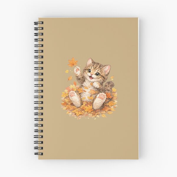 Item preview, kitten playing with autumn leaves designed and sold by PasoaPaso2025.