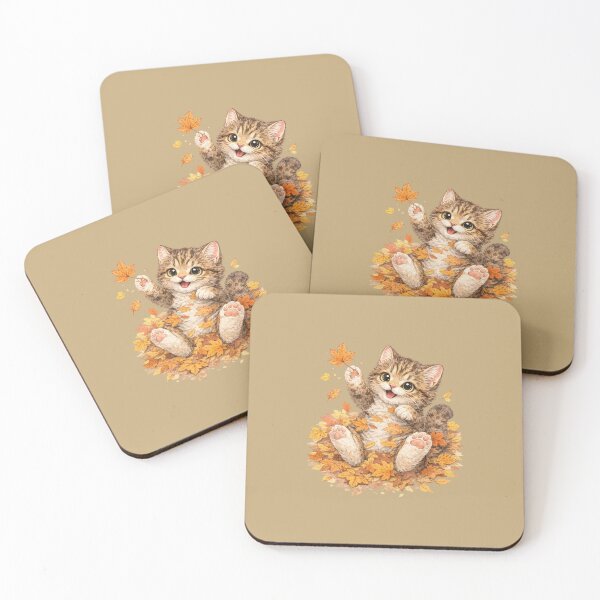 Item preview, kitten playing with autumn leaves designed and sold by PasoaPaso2025.