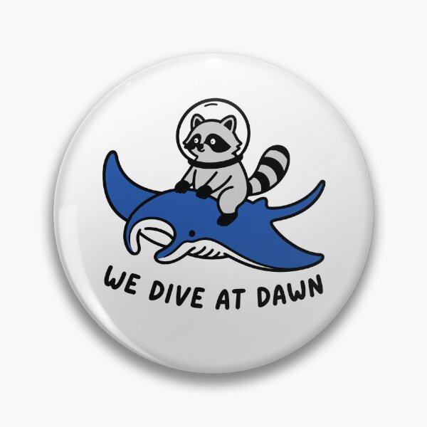 Item preview, We Dive at Dawn Funny Raccoon Riding Manta Ray - Marine Life  designed and sold by gunaone-design.