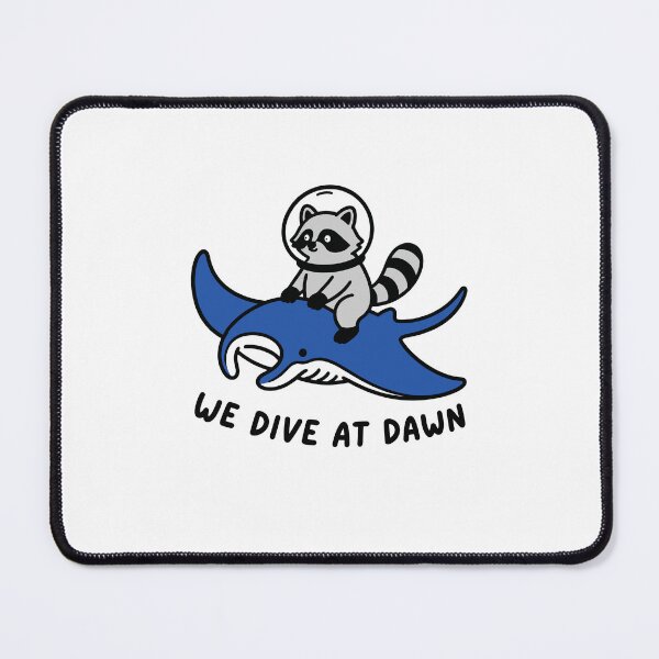 Item preview, We Dive at Dawn Funny Raccoon Riding Manta Ray - Marine Life  designed and sold by gunaone-design.