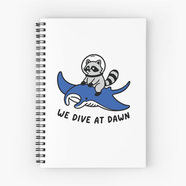 Item preview, We Dive at Dawn Funny Raccoon Riding Manta Ray - Marine Life  designed and sold by gunaone-design.