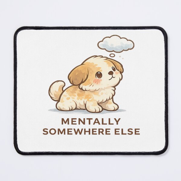 Item preview, Mentally Somewhere Else Cute Dog Minimal Kawaii T-Shirt Design designed and sold by Cute-Corne.