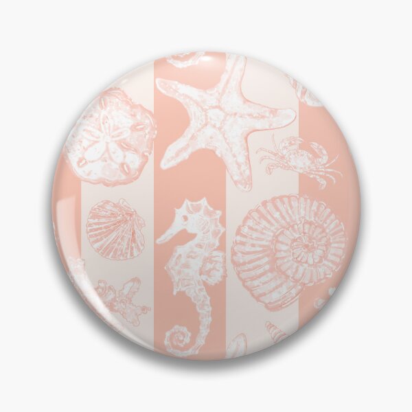 Item preview, Vintage White Washed Sea Life in Coral Cabana Stripes designed and sold by PD-Coastal.