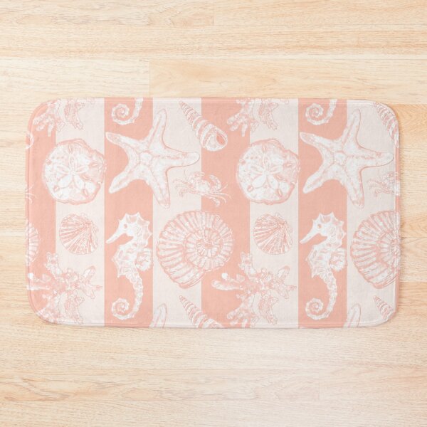 Item preview, Vintage White Washed Sea Life in Coral Cabana Stripes designed and sold by PD-Coastal.