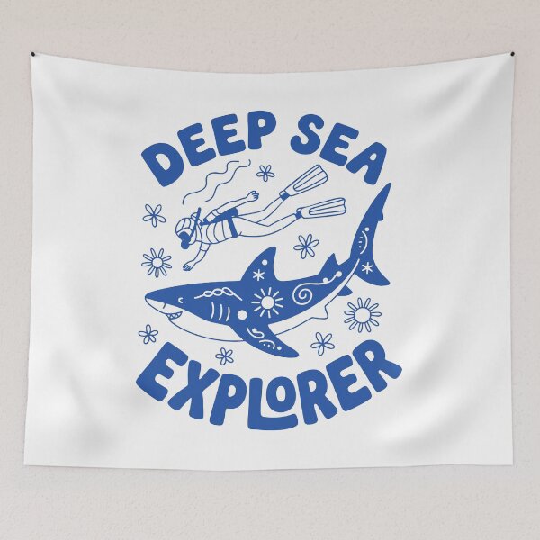 Item preview, Deep Sea Explorer Retro Shark Marine Conservation Scuba Diver designed and sold by gunaone-design.