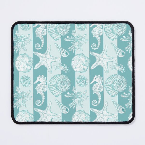 Item preview, Vintage White Washed Sea Life on Aqua Cabana Stripes designed and sold by PD-Coastal.