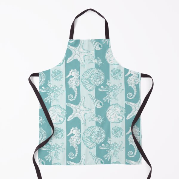 Item preview, Vintage White Washed Sea Life on Aqua Cabana Stripes designed and sold by PD-Coastal.