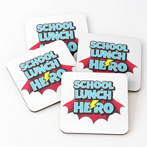 Item preview, Blue School Lunch Hero text with red cape and lightning bolt designed and sold by Prints by Mat.