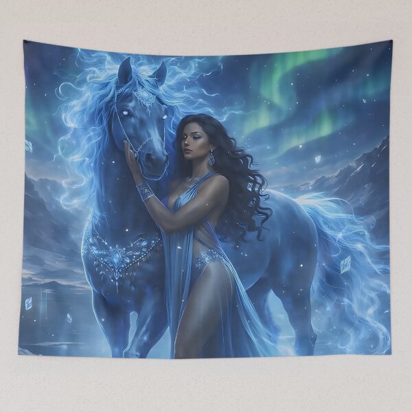 Item preview, Boreal Aurora Goddess of Ice and Her Frost Steed designed and sold by ©-G3'SS-IRM.