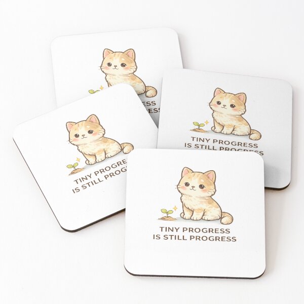 Item preview, Tiny Progress Is Still Progress Cute Cat Motivational Kawaii T-Shirt Design designed and sold by Cute-Corne.