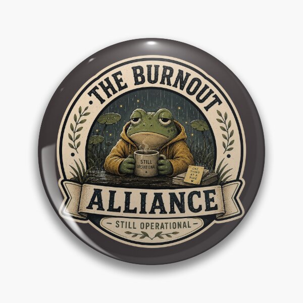 Item preview, The Burnout Alliance Frog Hoodie - Still Operational Cosy Introvert Design  designed and sold by Halejo68.