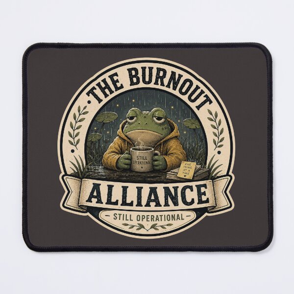 Item preview, The Burnout Alliance Frog Hoodie - Still Operational Cosy Introvert Design designed and sold by Halejo68.