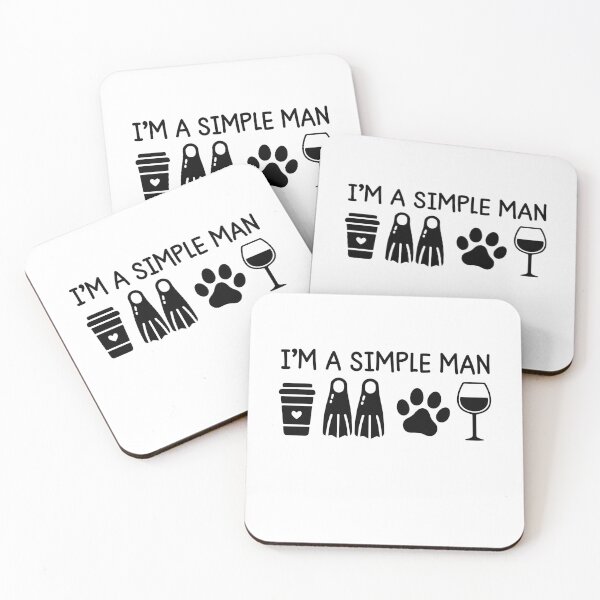 Item preview, Man Scuba Diving Coffee Dog Wine I'm A Simple Man designed and sold by gunaone-design.