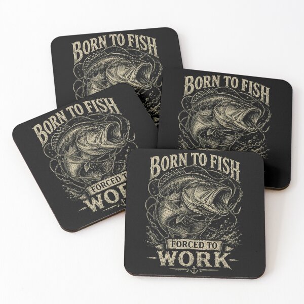 Item preview, Born To Fish Forced To Work Vintage Bass Fishing Engraving Retro Fisherman Gift designed and sold by Ladys-Gents.