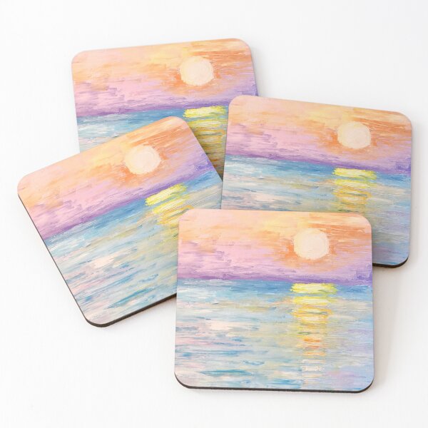 Item preview, COLORFUL SUNSET | Impressionist Oil Painting | Ocean Wall Art | Retro Coastal Decor designed and sold by BlueberrySwan.