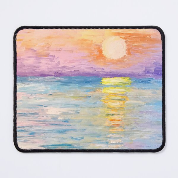 Item preview, COLORFUL SUNSET | Impressionist Oil Painting | Ocean Wall Art | Retro Coastal Decor designed and sold by BlueberrySwan.
