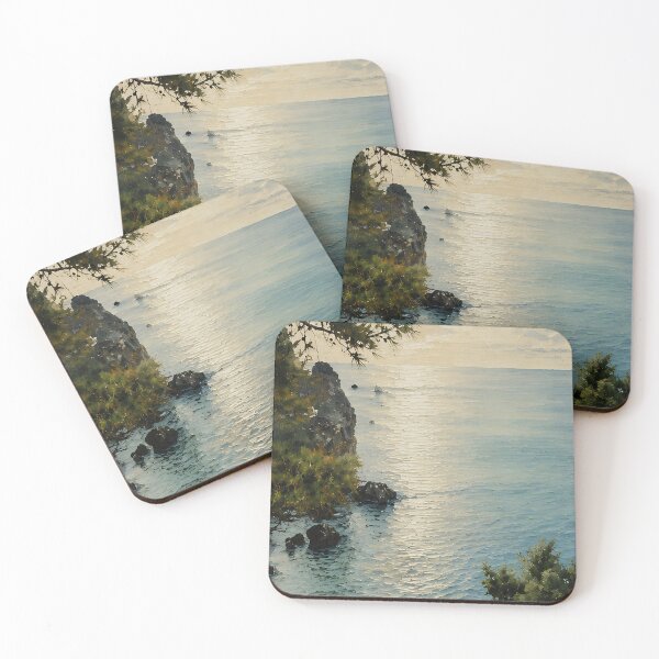 Item preview, Mediterranean Coastal View Oil Painting Style Nature Landscape designed and sold by asudesign.