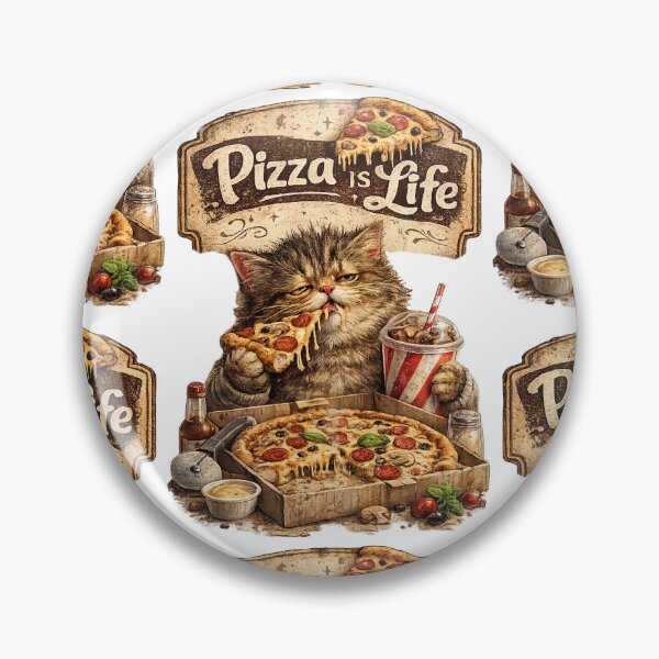 Item preview, Pizza Is Life Cat – Funny Pizza Lover Cat Vintage Food Design designed and sold by Clothes With Smiling Animals Walt Gral.