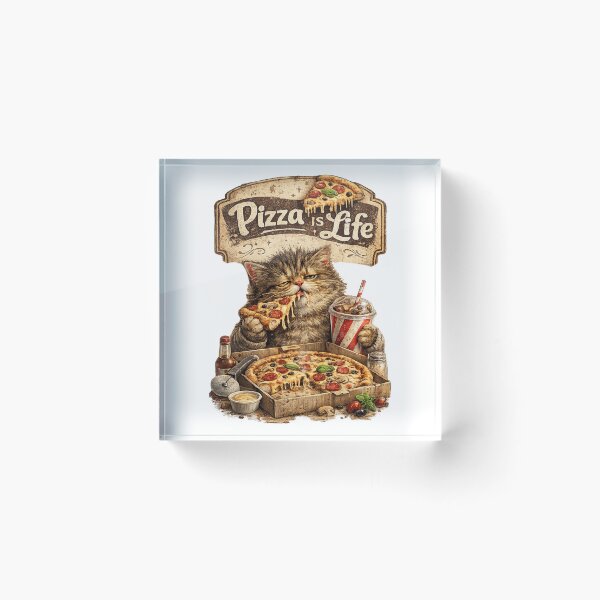 Item preview, Pizza Is Life Cat – Funny Pizza Lover Cat Vintage Food Design designed and sold by Clothes With Smiling Animals Walt Gral.
