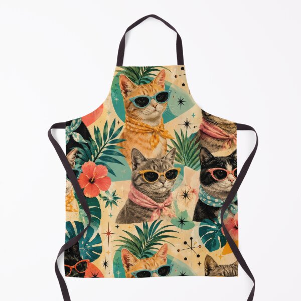 Item preview, Retro Cats Sunglasses Tropical Vintage Pattern Artwork designed and sold by ArtComixHaven.