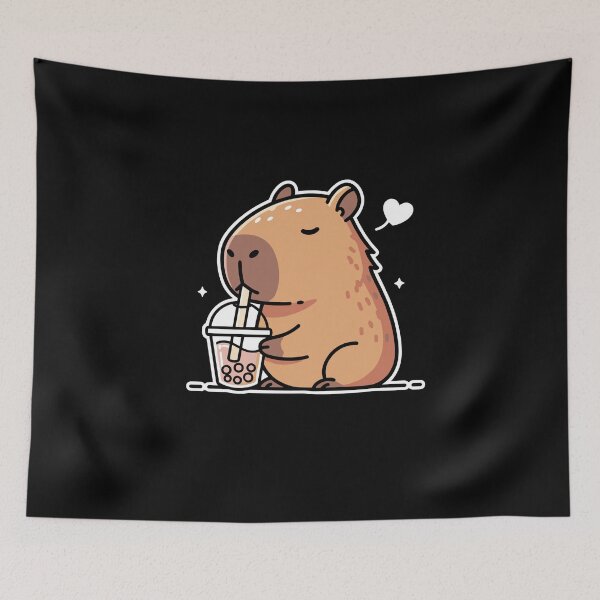 Item preview, Cute Capybara Kawaii Drinking Bubble Tea Lover designed and sold by PopStars1993.
