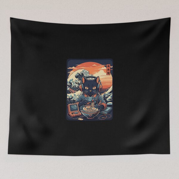 Item preview, Retro Gamer Cat Ramen Great Wave Japanese Style designed and sold by PopStars1993.