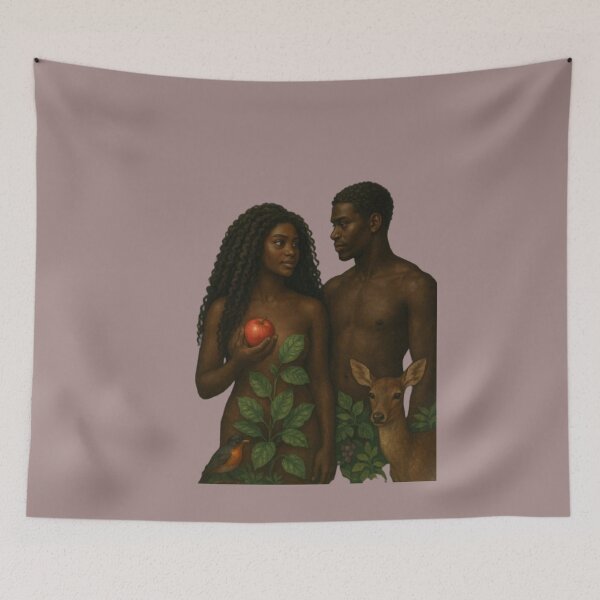 Item preview, Adam and Eve Afro - Nature and Forbidden Fruit designed and sold by AnyeloDesign.