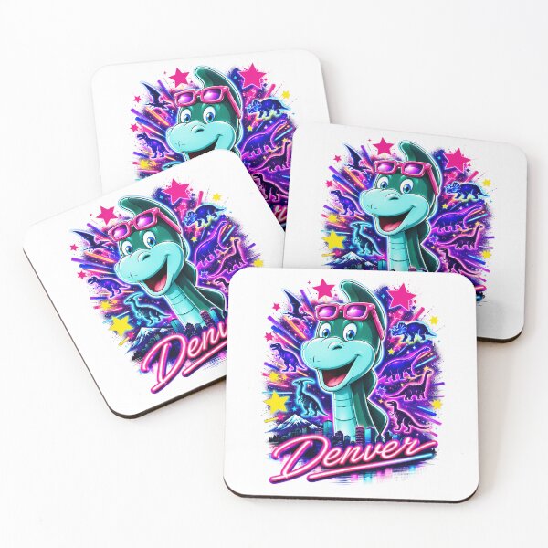 Item preview, Denver Dinosaur Neon Retro – Ultra Colorful Cartoon Dino Design designed and sold by allin14fun.