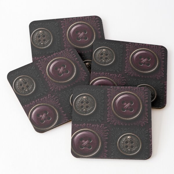 Item preview, The Tailor’s Checkmate - Gothic Burgundy & Black Button Damask designed and sold by cabuks.