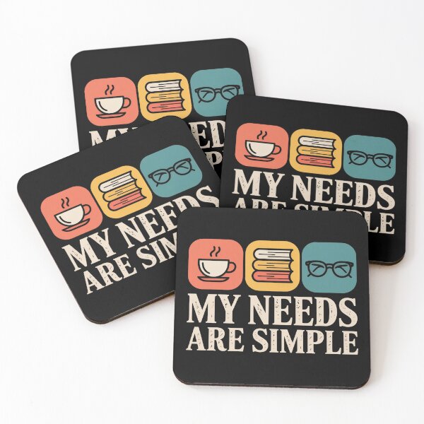 Item preview, My Needs Are Simple Book Lover Design | Coffee Books Glasses Retro Reader Graphic designed and sold by JadmeStudio.