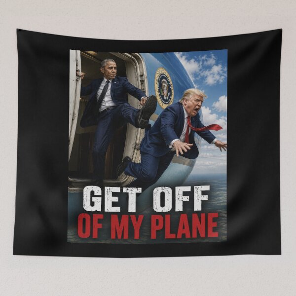 Item preview, Obama vs. Trump Get Off My Plane Political Parody Shirt designed and sold by DyfunctionalTee.