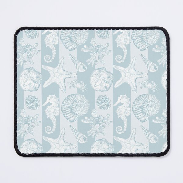 Item preview, Vintage White Washed Sea Life in Sky Blue Cabana Stripes designed and sold by PD-Coastal.
