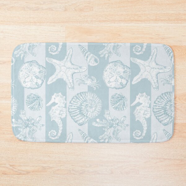 Item preview, Vintage White Washed Sea Life in Sky Blue Cabana Stripes designed and sold by PD-Coastal.