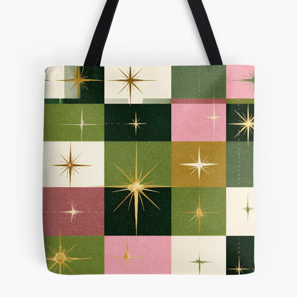 Item preview, Mid-Century Modern Pink, Golden, And Green Starburst Pattern designed and sold by DEC02.