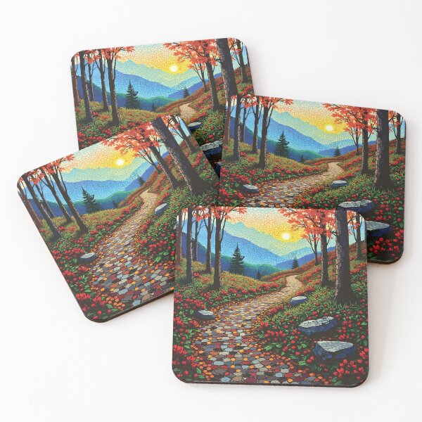 Item preview, Mosaic of the Great Smoky Mountains National Park, Autumn Forest Path Stained Glass Style Wall Art designed and sold by designmari.