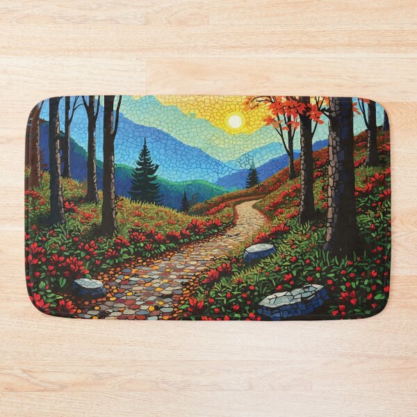 Item preview, Mosaic of the Great Smoky Mountains National Park, Autumn Forest Path Stained Glass Style Wall Art designed and sold by designmari.