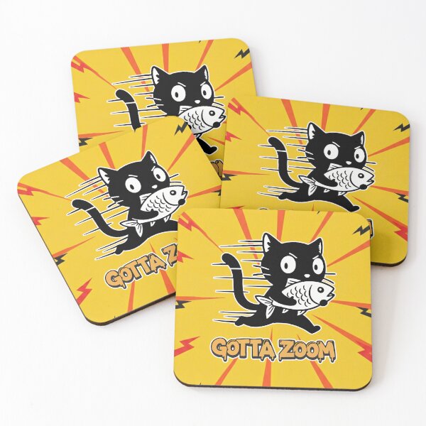 Item preview, Gotta Zoom Cat Stealing Fish Cartoon designed and sold by Taridesign.