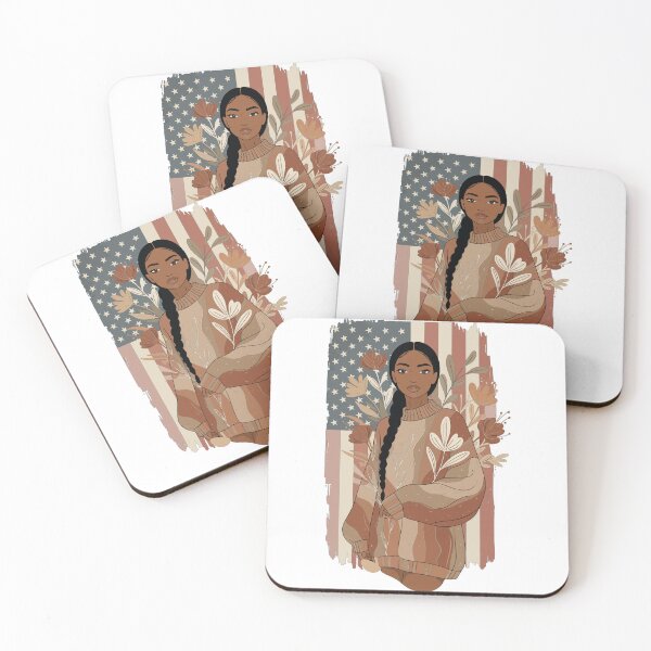 Item preview, Patriotic Boho Woman with US Flag - Earthy Americana Floral Wall Art designed and sold by BestChoiceService.