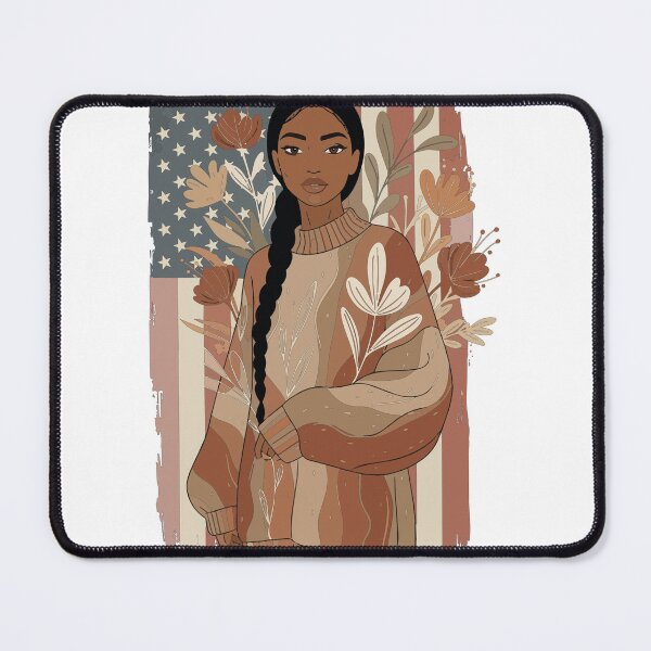 Item preview, Patriotic Boho Woman with US Flag - Earthy Americana Floral Wall Art designed and sold by BestChoiceService.